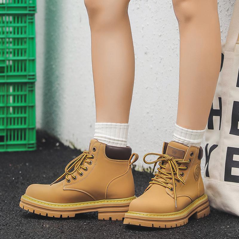 Пара резиновых ботинок для пары не отстой, бархатные ботинки с тиснением, универсальные мужские ботинки Мартина на толстой подошве, увеличивающие рост 6519-A