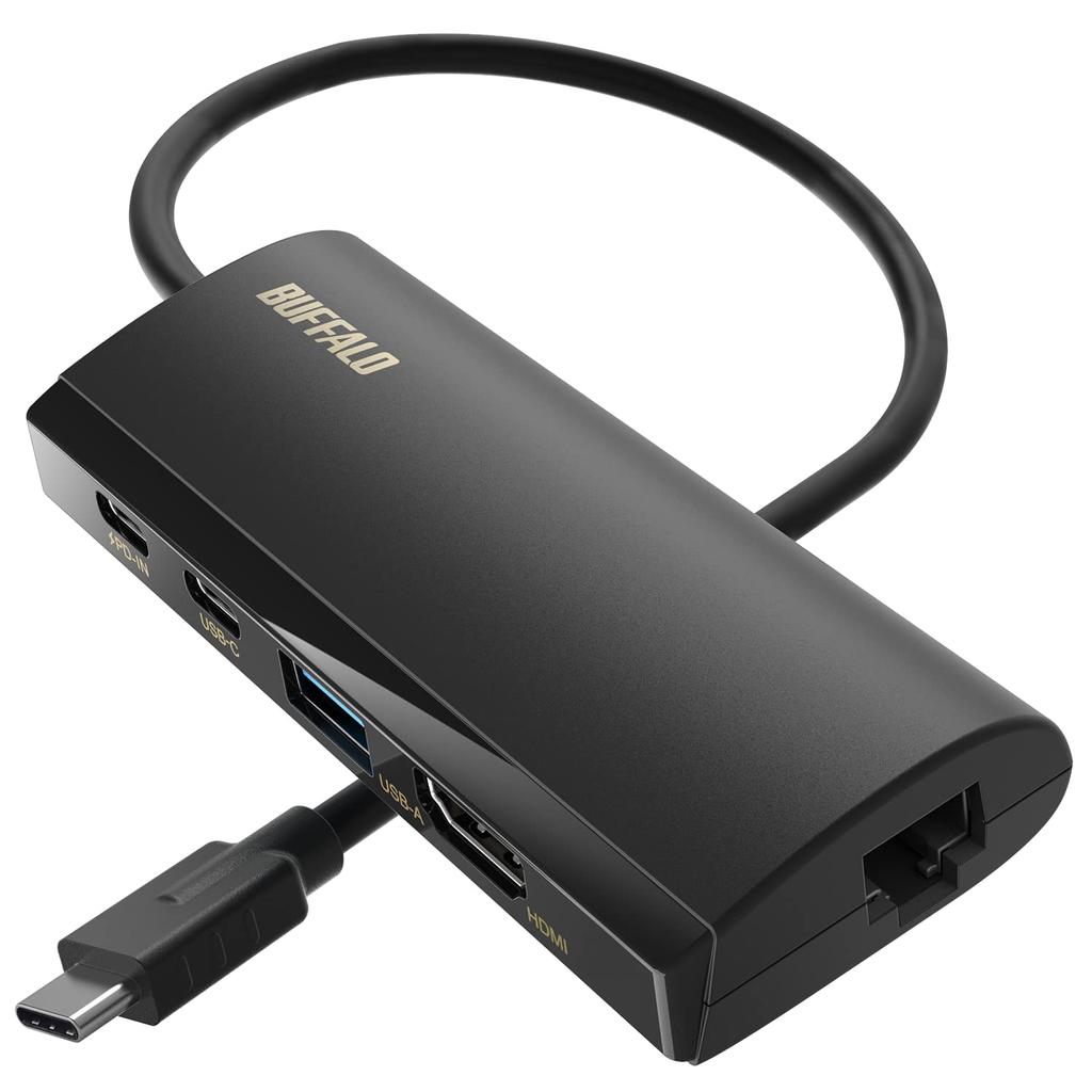 Док-станция Buffalo USB PD HDMI LAN Port USB 85 Вт Подача питания Совместимо с iPhone 16 Черный 5-в-1 Type-C 3.2 (Ген 1) ЛУД-U3-CGHDBK/N