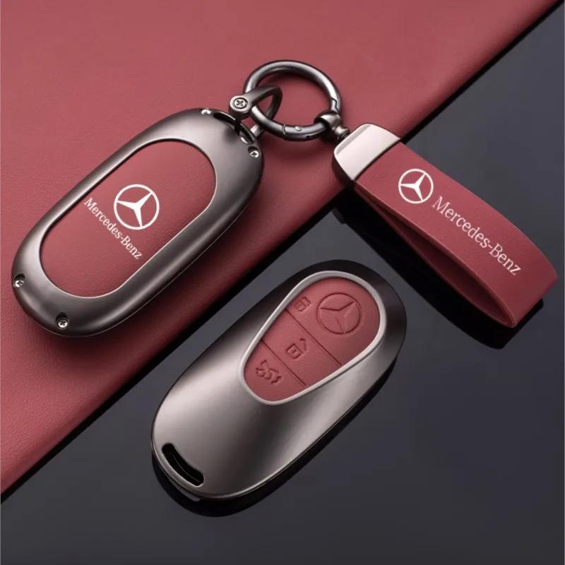 Leather Car Smart Key Cover Case Shell For Mercedes Benz C E S Class W223 W206 C260 C300 S400 S450 S500 Protector Accessories XB5