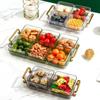 2/4/6 Grids Plastic Dried Fruit Salad Plate Snack Dishes Organizer Box Transparent Food Storage Containers Home Kitchen Supplies