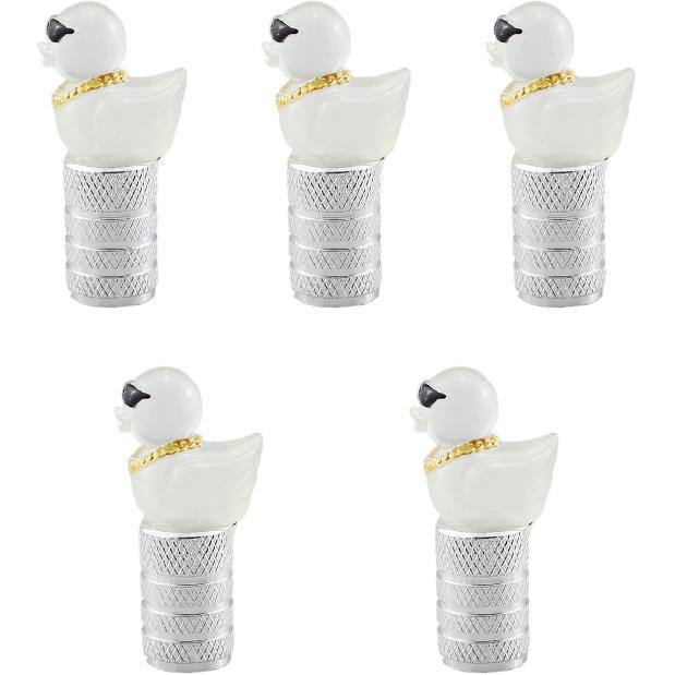 Cute Duck Valve Stem Caps, Tire Valve Caps, Glow in The Dark Hot Rubber Cover (5 Pack) Universal for Car Truck SUV Motorcycle Bicycle Replacement