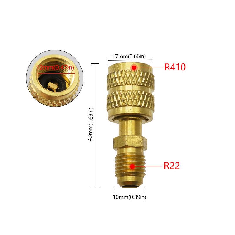 Инструмент-переходник R22/R410 для заправки хладагентом кондиционера с метрической/дюймовой головкой и шлангом для жидкой заправки.