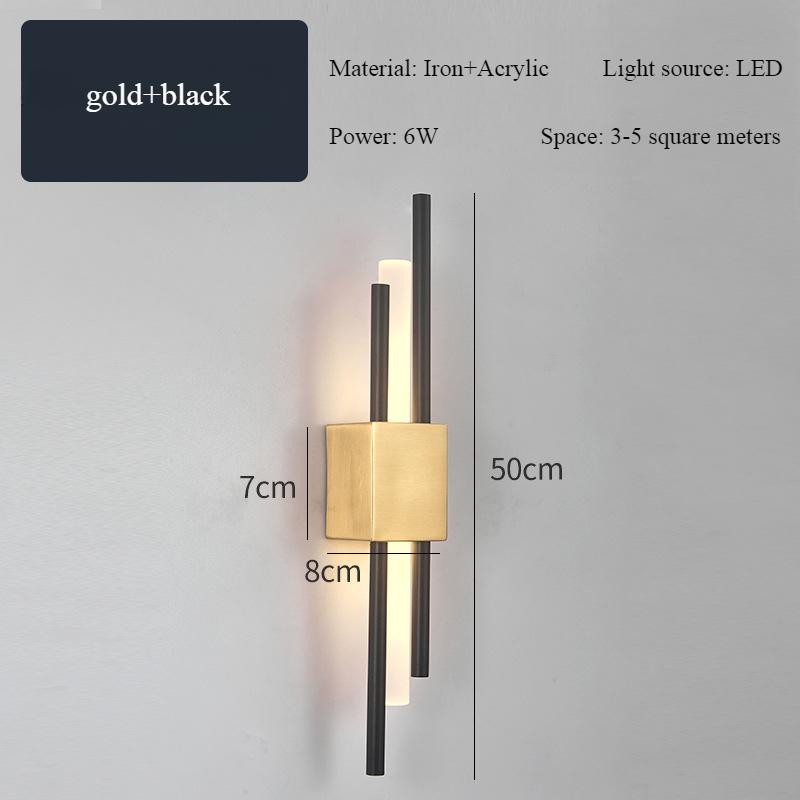 Nordic Modern Simple Gold Lamp Body Restaurant Wall Light Living Room Background Balcony Aisle Bedroom Wall Lamp LED Aesthetics