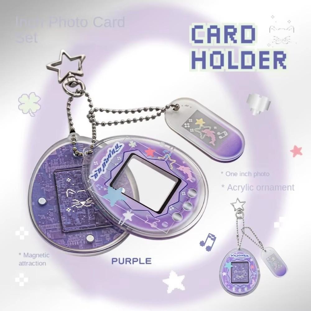 1 Inch Acrylic Keychain Y2K Style Picture Cover Keychain Portable Card Display Case For Idol Fans