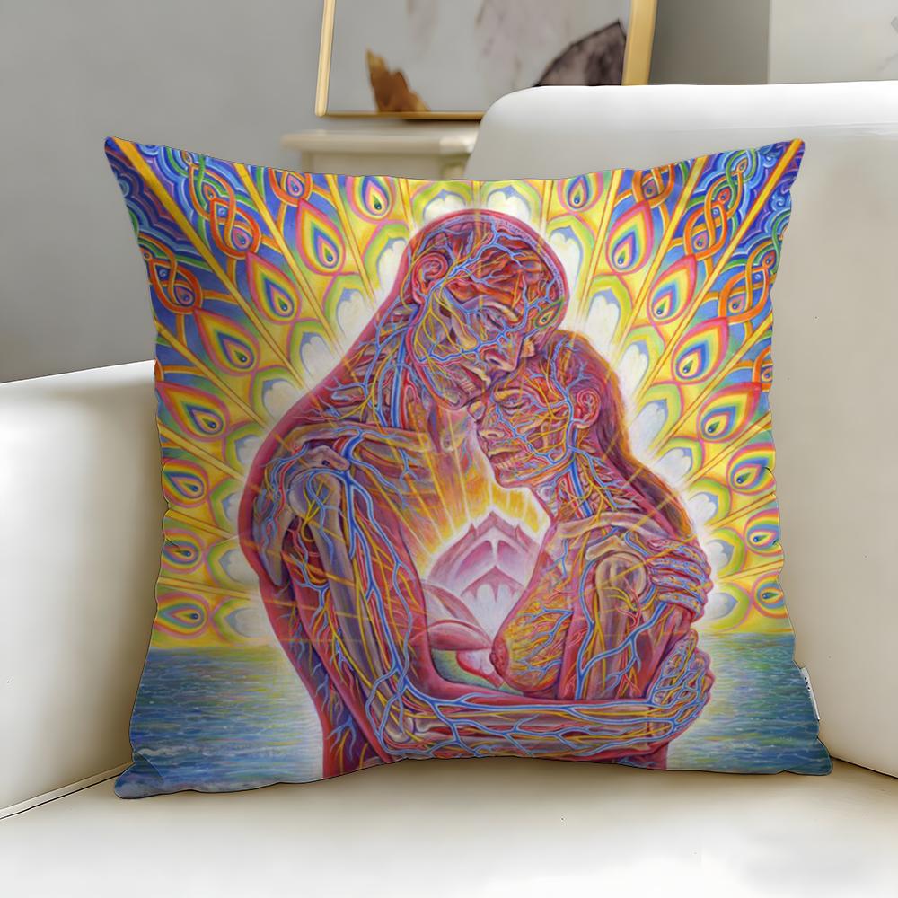 classic artist Alex Grey Cushion Cover Soft EasyWash Pillow Case Versatile for Couch Bed Travel and Office