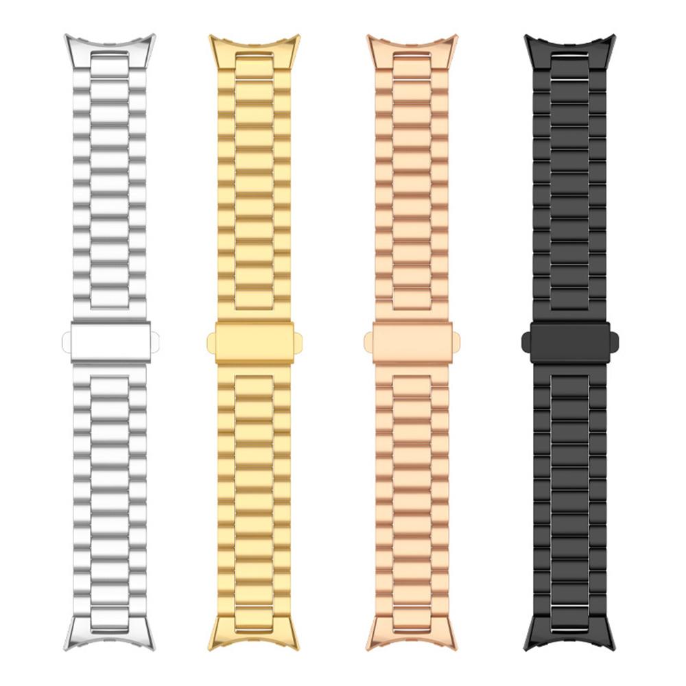 For Google Pixel Watch 3 45mm Watch Band Three Beads Stainless Steel Strap