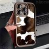 Винтажный чехол для телефона с рисунком под коричневую коровью кожу для iPhone 16 Pro Max 15 14 13 12 11 16E 7 8 Plus X XS XR Матовый ударопрочный мягкий чехол