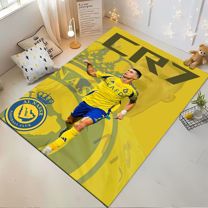 CR7 Football Star Al-Nassr Club Yellow Rug Non-slip rug suitable for living room and bedroom sofas.