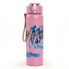 1PC Cyclist Group Silhouette Art 750ml Color Plastic Sports Water Bottle Leakproof Flip Straw Lid Suitable for Sports Office Home Use