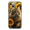 Роскошный мягкий чехол из ТПУ для iPhone 17 Air 16E 16 11 15 14 Pro MAX 12 13 7 8 Plus X XR XS SE 2022 Чехол с изображением цветов и кошки