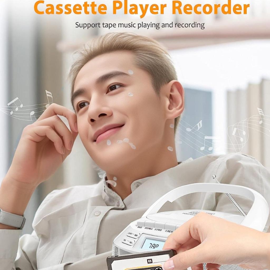 Портативное Bluetooth кассетное радио и CD-плеер с USB, функцией записи и повтора A-B
