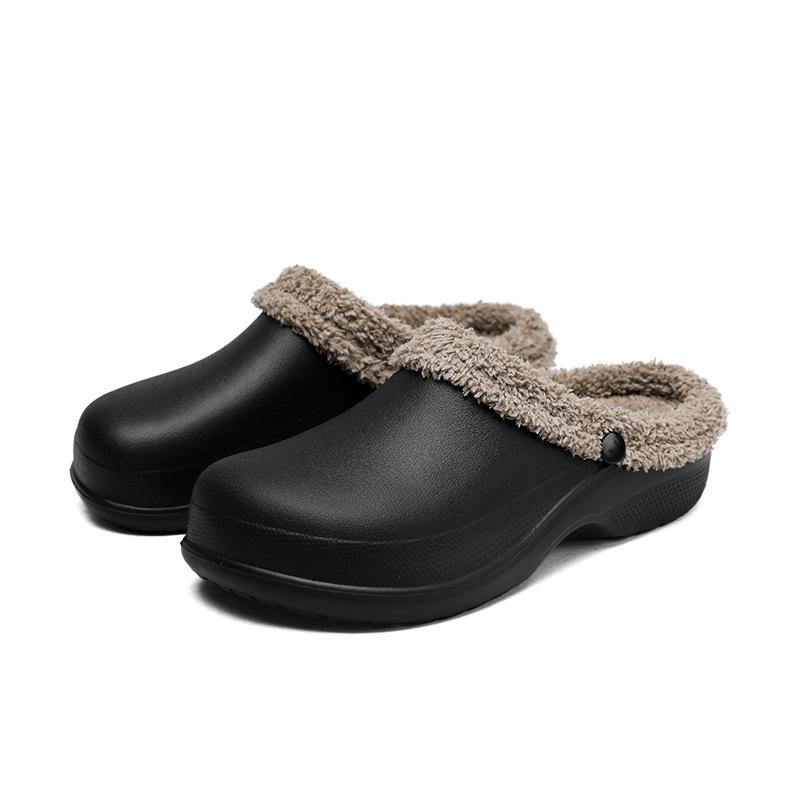 Зимние туфли большого размера из бархата и хлопка, новые домашние тапочки-мешки для пар, мужская верхняя одежда на толстой подошве, теплая хлопковая швабра