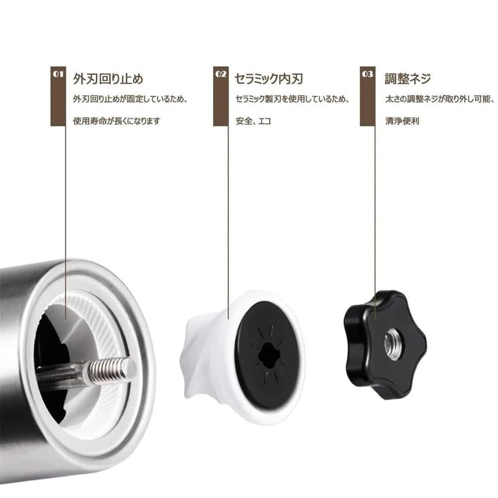 Ручная кофемолка из нержавеющей стали 304, керамическая, совместимая с черным перцем и перцем, удобная для переноски, наружная кофемолка, ступка, порошок,