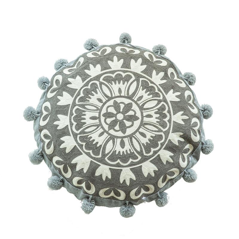 Moroccan Ethnic Style Hand-embroidered Round Pillowcase Living Room Sofa Cushion Ball Indian Decorative Pillow