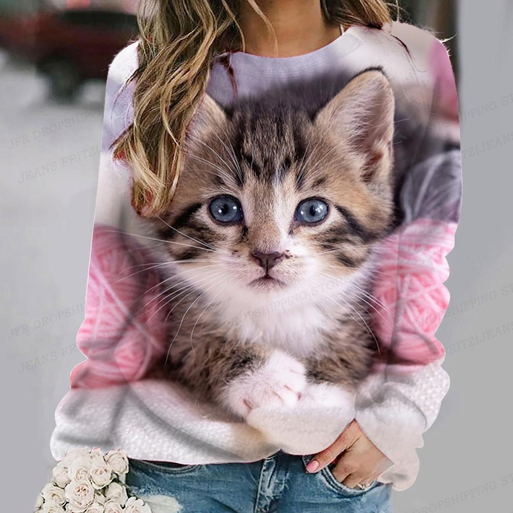 Толстовка с забавным принтом кота, женские модные толстовки, спортивная одежда, толстовки, пальто с животными, женские спортивные костюмы Kawaii, женская одежда