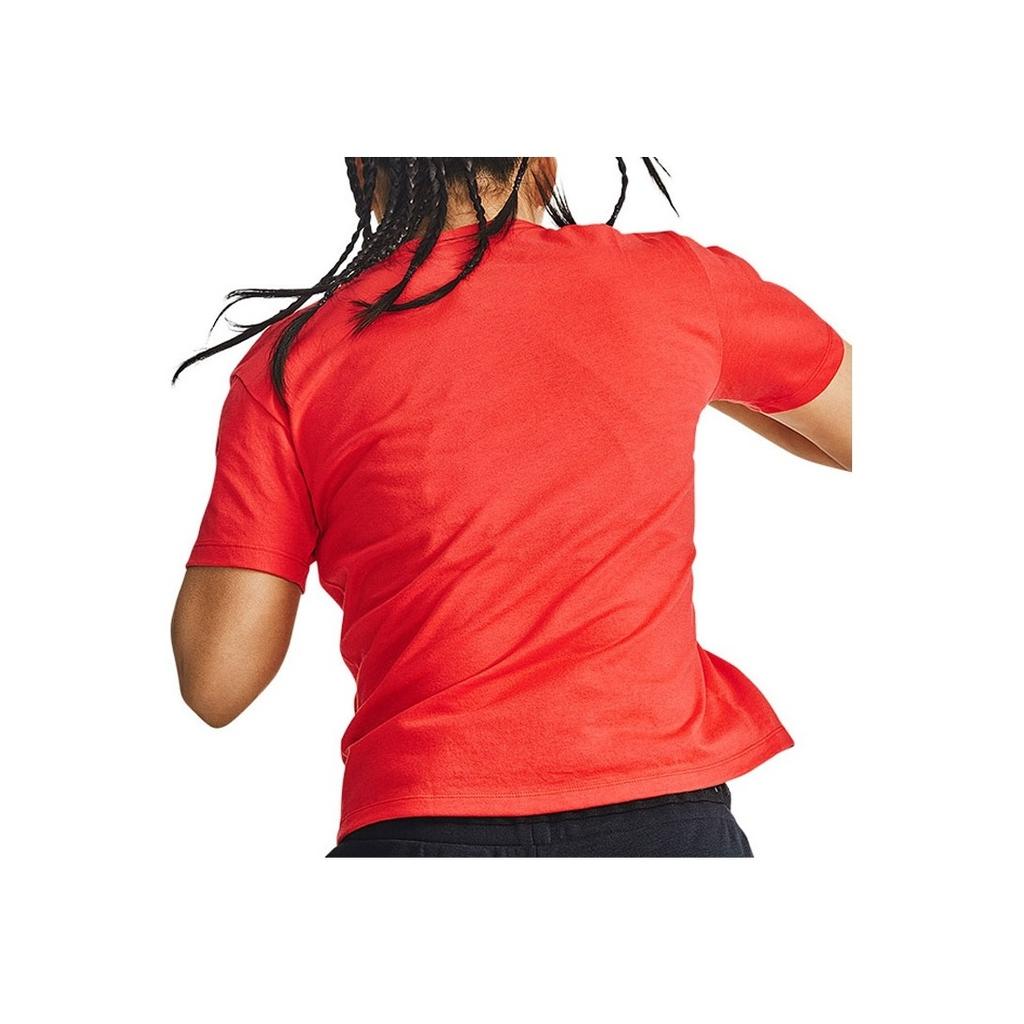 Under Armour Project Rock Knitted Sports Round Neck Comfortable Breathable Short Sleeve T-Shirt Women Tops Red 1360593-608