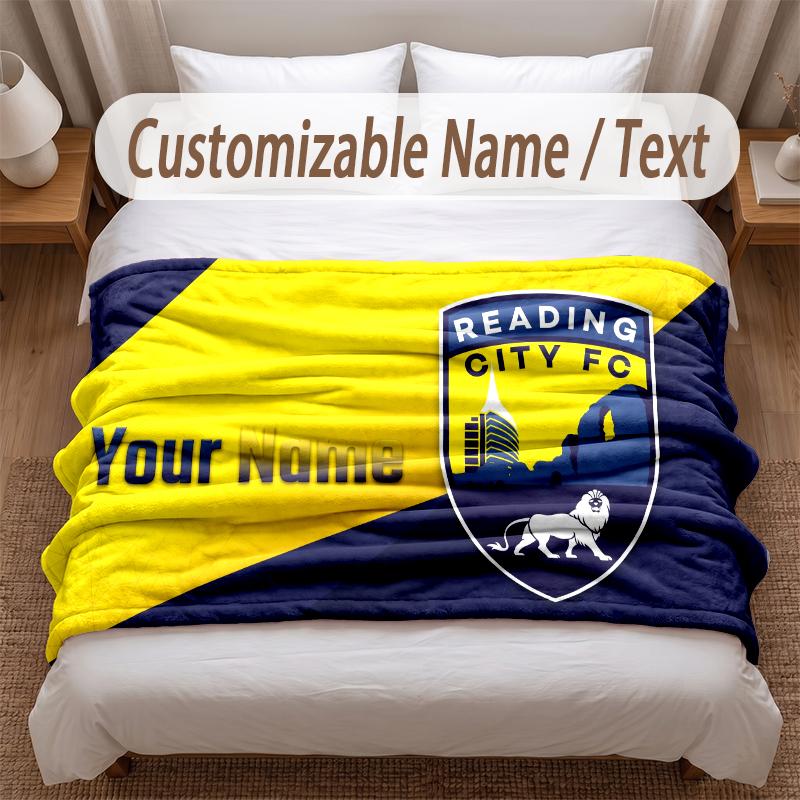 Reading FC Printed Flannel Blanket Custom Name Text Soft Warm Throw For Bedroom Holiday Gift