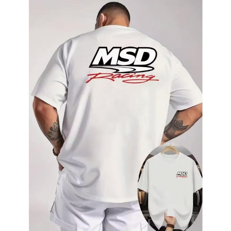 Мужская хлопковая футболка с логотипом MSD Racing - Рубашка в гоночном стиле, свободного кроя, с коротким рукавом, из мягкой дышащей ткани для автоспортивных мероприятий, вечеринок и повседневной носки