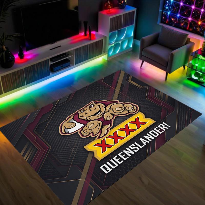 Queensland Maroons Design Crystal Velvet Carpet Cozy Non?Slip Printed Rug For Bedroom Living Room Entrance
