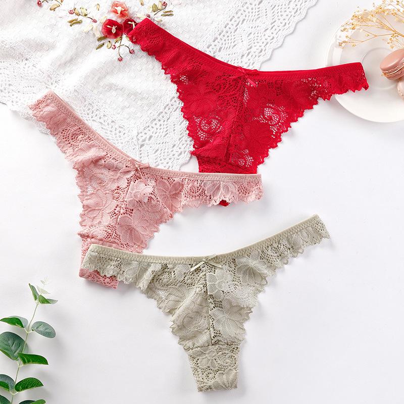 Pure Desire Underwear Breathable Low Waist Sexy Girl Lace Briefs Thong Pure Cotton Crotch Women's Underwear Women Panties