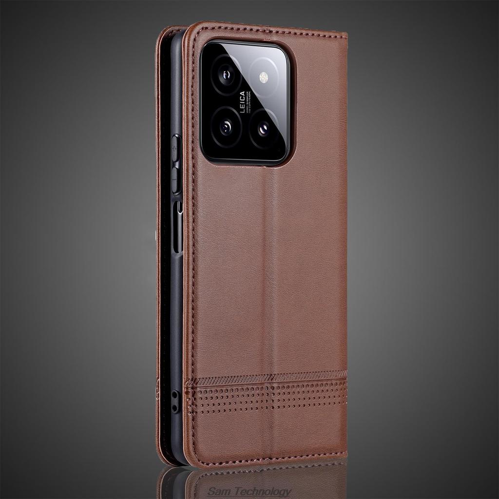 Роскошный магнитный адсорбционный кожаный чехол для Xiaomi Mi 14 / Xiaomi 14 Flip Cover Защитный чехол Capa Fundas Coque