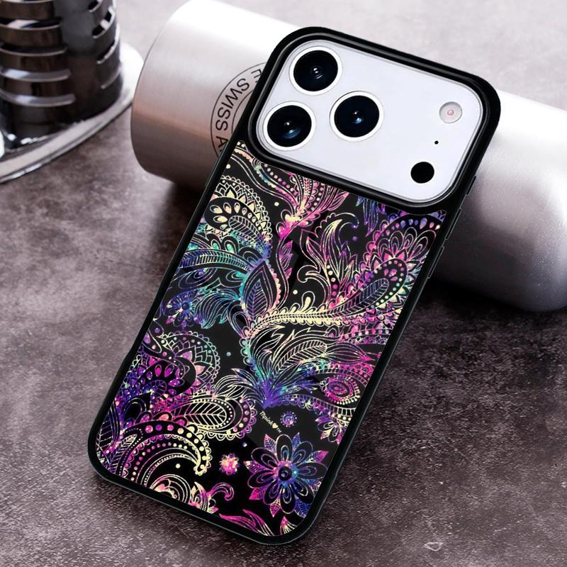 Indian Floral Henna Mandala Phone Case for iPhone 17 16 15 Pro Max Air 14 13 12 11 Plus Shockproof Cover