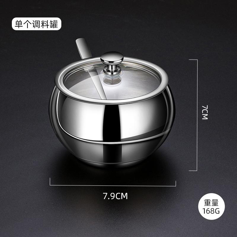 Банка для приправ из нержавеющей стали 304, набор для приправ, емкость для хранения приправ с ложкой, емкость для очищенной соли