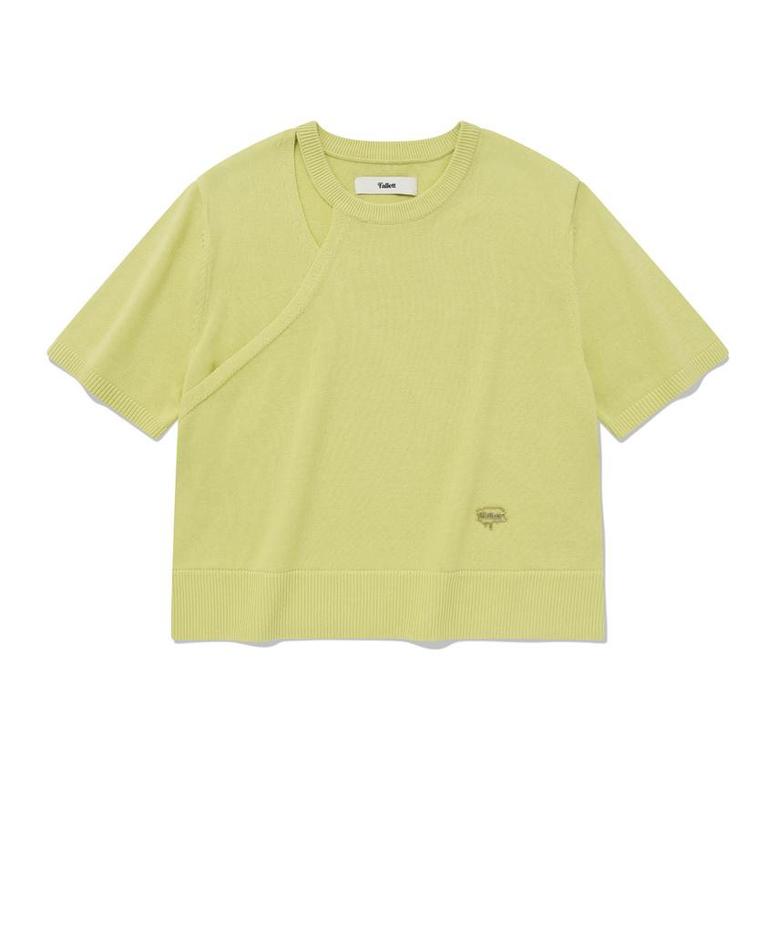 FALLETT Cutout Short Sleeve Knit Lime