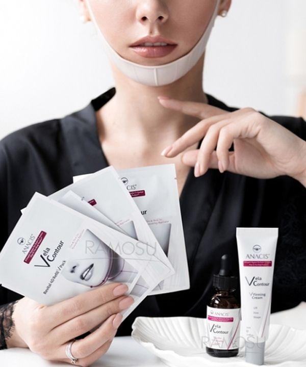 Bella Contour Facelift Neck Wrinkle Lifting V-Line Mask Pack 2 Set + 1 Neck Pack + 1 Neck Cream 7g