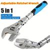 Ключ с храповым механизмом, универсальный, для технического обслуживания, складной на 180 градусов, 10-дюймовый шкив, 5 в 1, регулируемый крутящий момент с вращающейся головкой, ручной инструмент