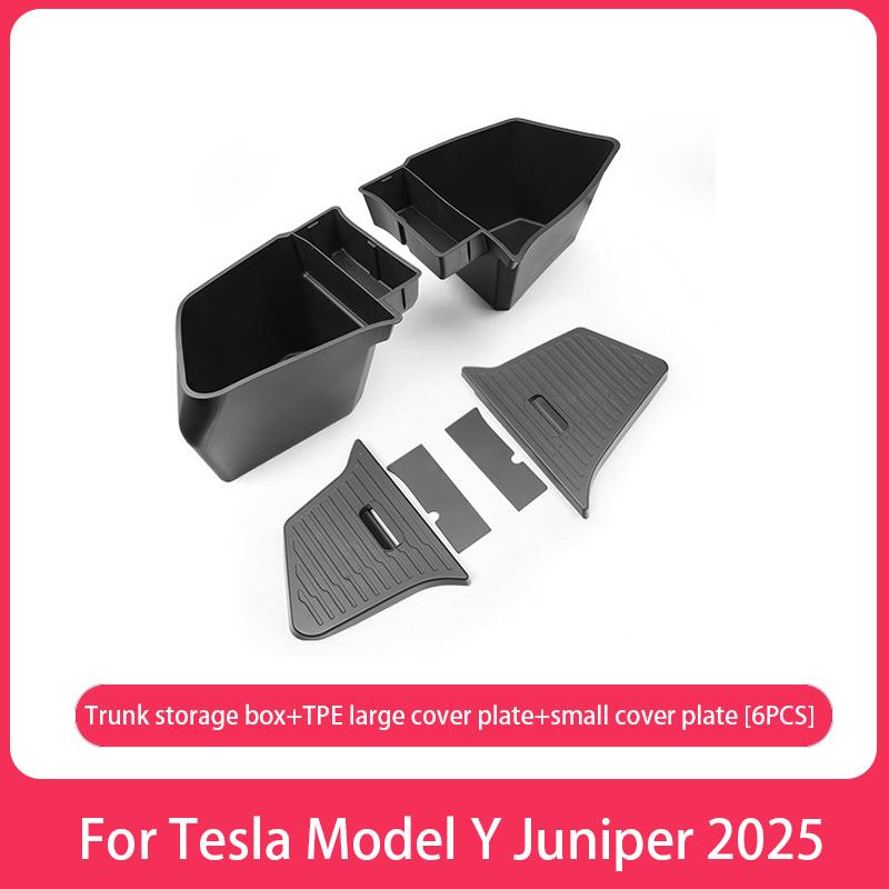 AITESLCAR For Tesla Launch Model Y Juniper 2025 Rear Trunk Side Storage Box Cargo Organizer TPE Bin Box Accessories