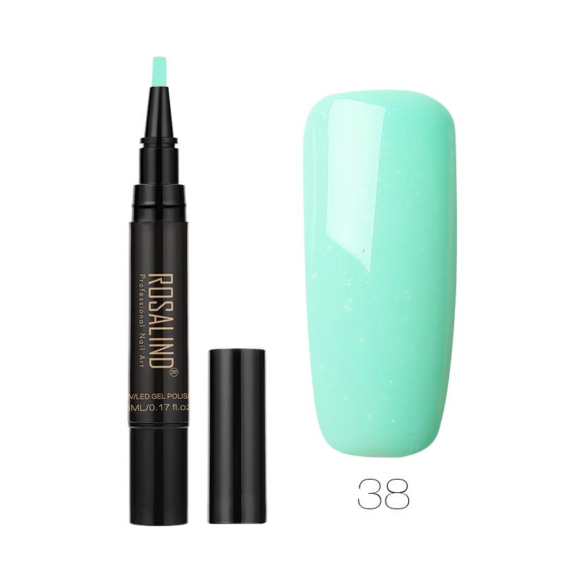 ROSALIND 5ML Stylish Nail Gel Pen Semi Permanent Varnishes Pen For Nail Art Design Base Top Coat Need LED/UV Lamp Cure