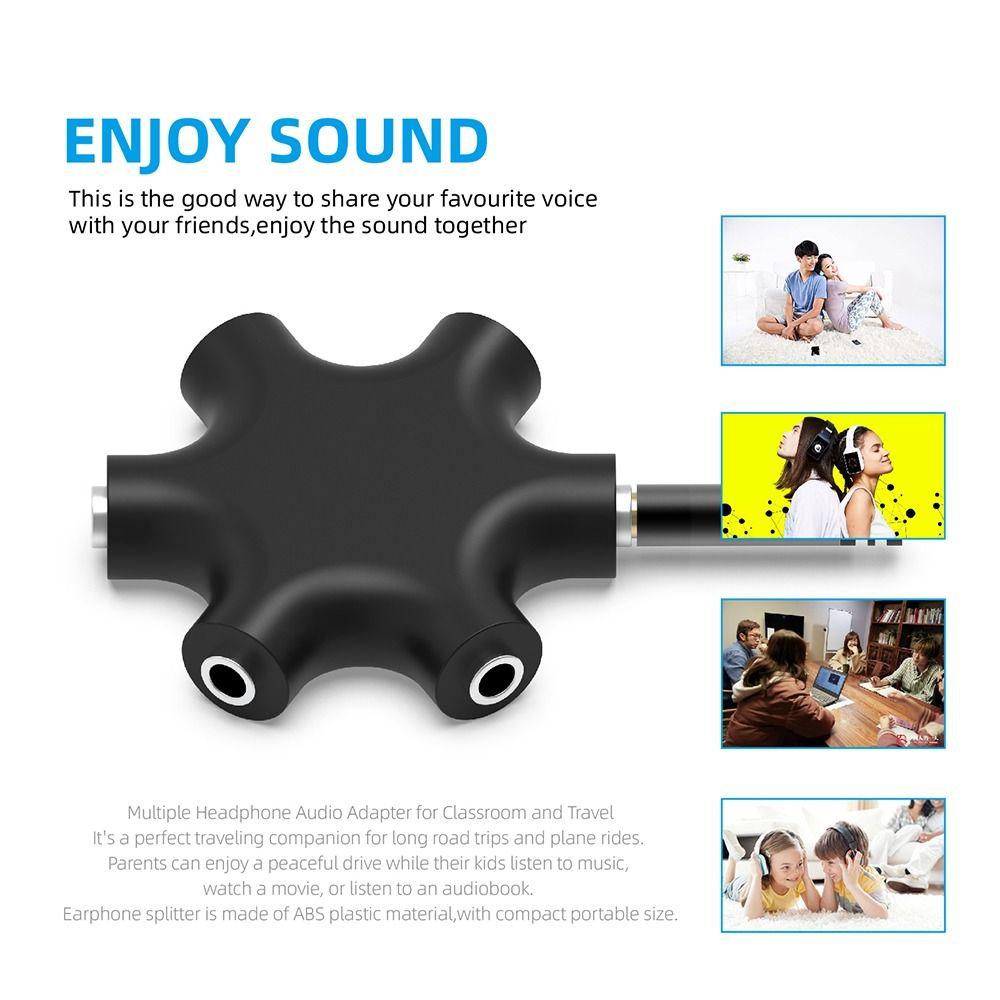 1Pcs 1 Male to 5 Female 3.5mm Audio Headphone Splitter Phone Laptop MP3 Player