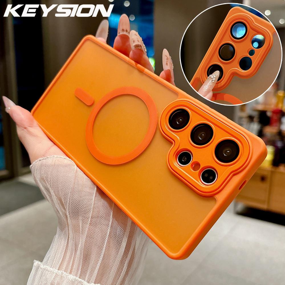 KEYSION Роскошный матовый полупрозрачный магнитный чехол для Samsung Galaxy S25 S26 Ultra 5G S26+ S25 FE Ударопрочная бронированная крышка для телефона