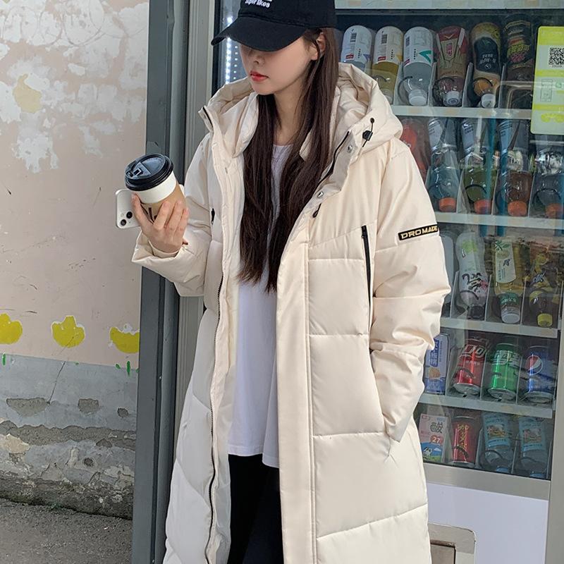 Женская пуховая куртка новая 2025 утолщенная и теплая корейская версия свободная длинная ниже колена хлопковая куртка зимняя стеганая куртка