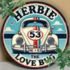 Очаровательная винтажная металлическая табличка Herbie Love Bug Ретро Плоское настенное искусство для декора гаража, бара, кафе