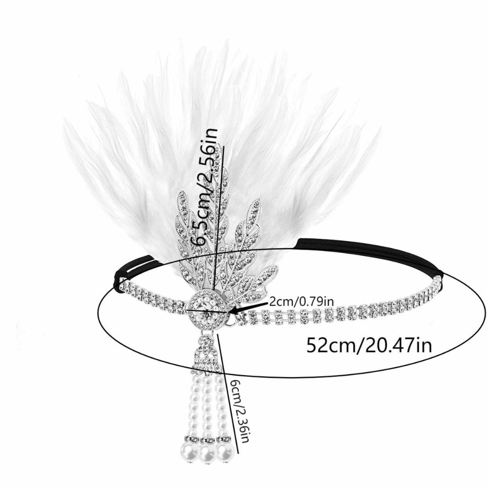 Black Sequin Feather Headwear Rhinestone Beaded Korean Style Headband  Cosplay Event