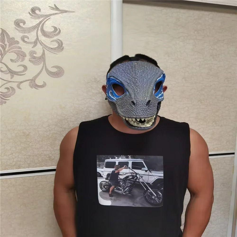 Cosplay Props Dinosaur Headgear Open Mouth Raptor Dino Mask Lifelike Dragon Headwear  Gifts