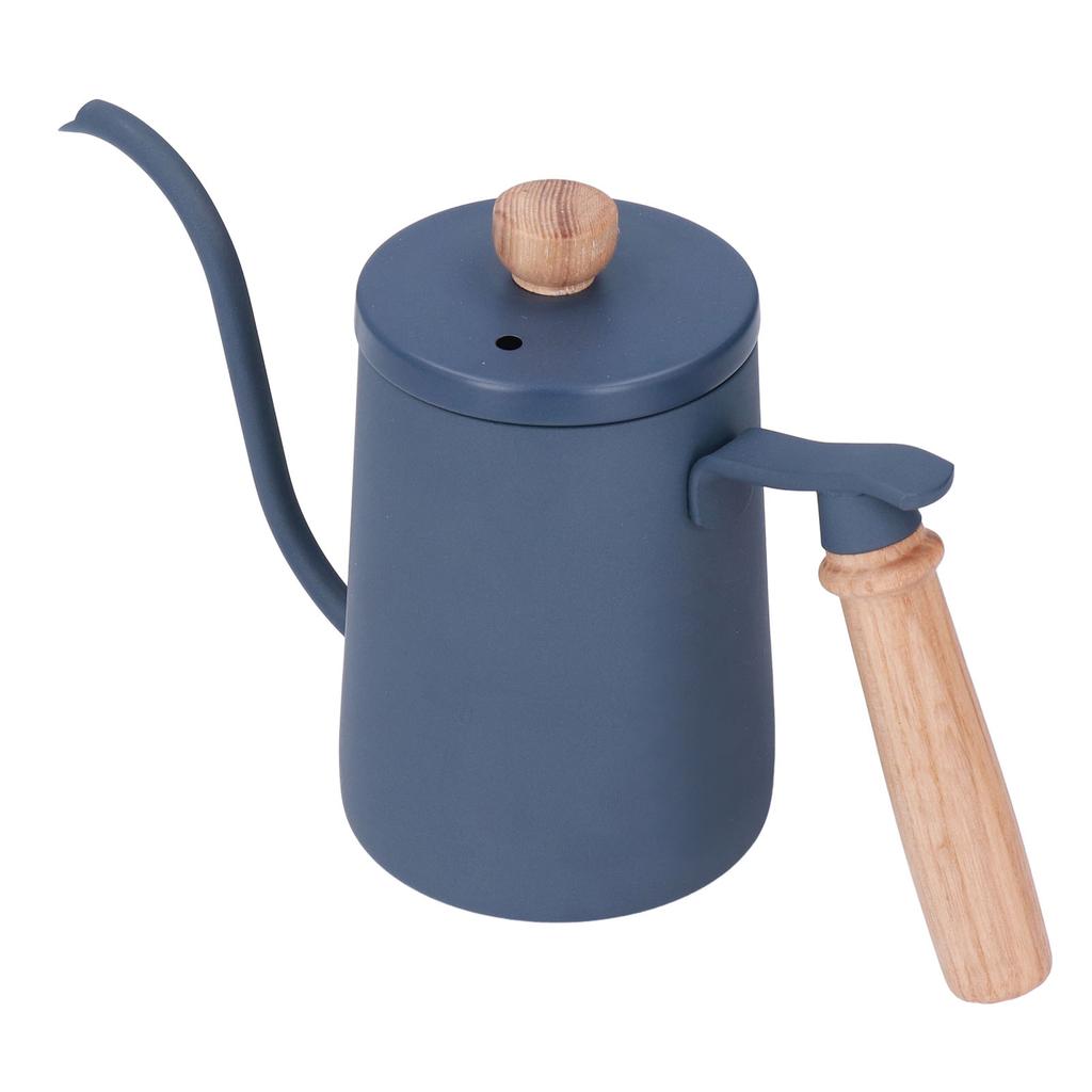 Чайник для заваривания кофе 600 мл с изогнутой шеей и вентиляционным отверстием из деревянной ручки из пищевой нержавеющей стали