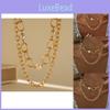 Fashionable Double Layer Pearl Imitation Necklace With Trendy Gold Aluminum Chain For Women