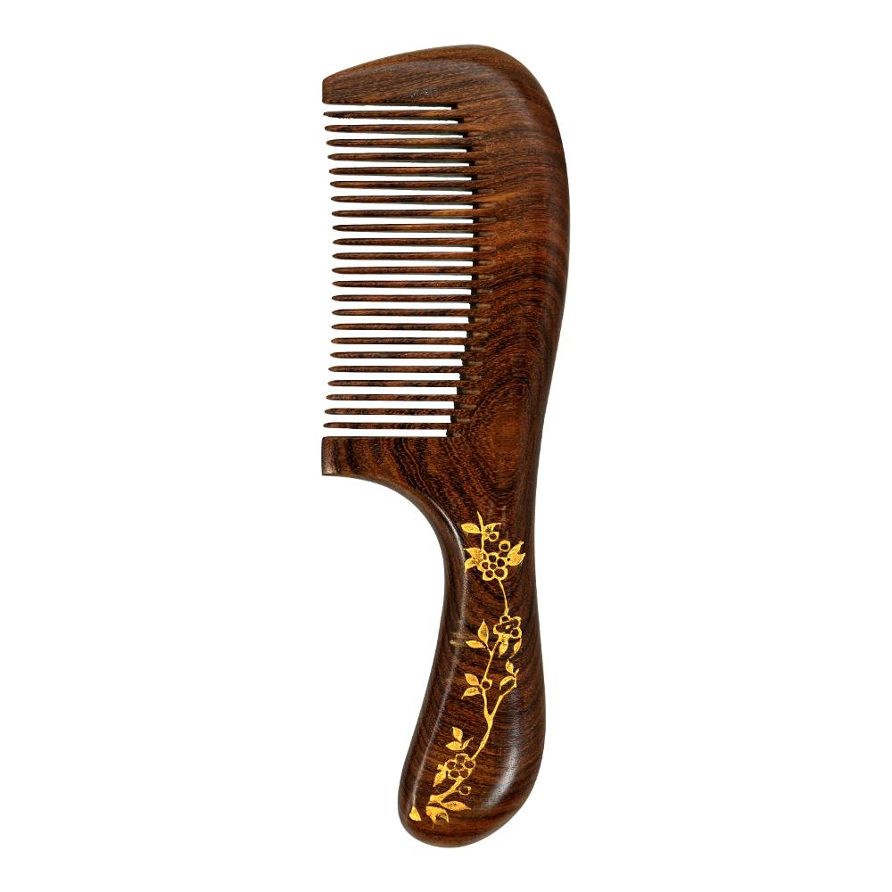 Professional Comb Sandalwood Wide Tooth Hair Combs Scalp Massage Brush Moon Shape Wooden Comb Bath SPA Massage Brush Hair Brush