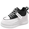 Fashion Women Autumn Platform Leather Sneakers Waterproof Tennis Lace-up 6CM Wedge Heels Chunky Dad Shoes Woman Mujer Black White