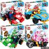 Mario Kart Racing Series Cool Dad King Boy Sports Car Mini Building Blocks Toy Set STEM Educational Creative Toy 4pcs