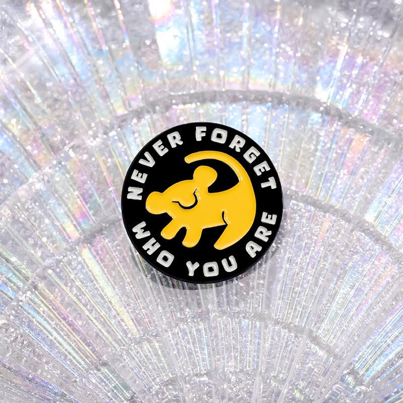 Versatile Geometric Round Never Forget Who You Are Cartoon Dog Brooch For All Occasions