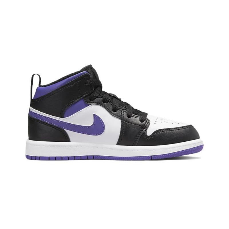 Air Jordan 1 Mid mid-top kids basketball shoes purple for little & big kids 640734-095