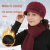 Women's Winter Warm Knitted Beret & Scarf Set - Velvet-Lined for Middle-Aged & Elderly