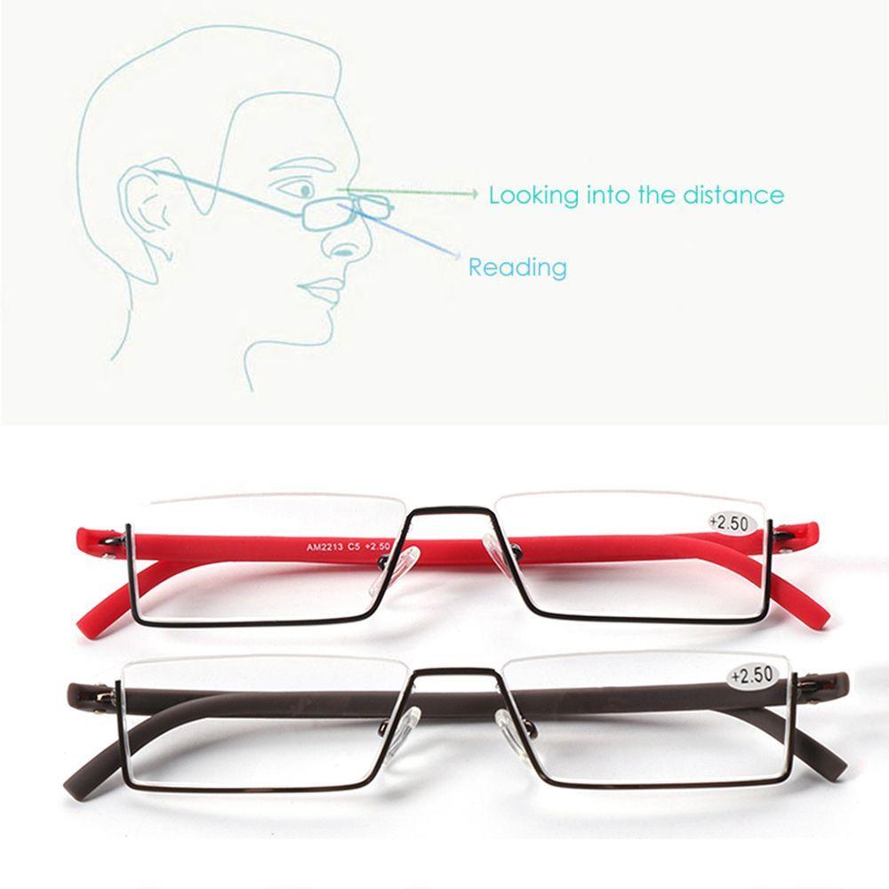 Vision Care Portable TR90 Reading Glasses Half Frame Semi Rimless Reader Eyeglasses