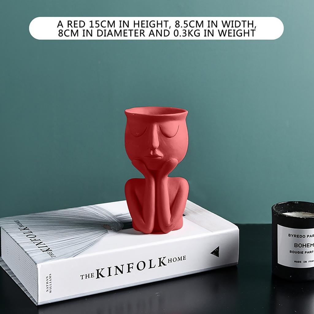 Абстрактная скульптура человека, цветочный горшок из смолы, настольный контейнер для растений, ваза