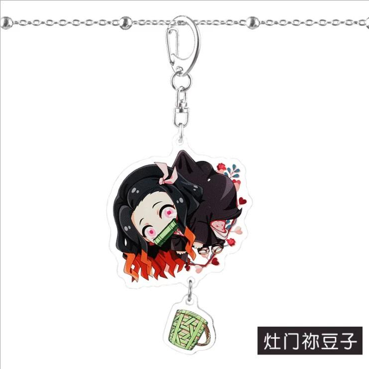 Keychain Pendant Anime Demon Slayer Kimetsu No Yaiba Kamado Tanjirou Double Sided HD Bag Pendant Gift For Fans Cosplay Props Jewelry Gift