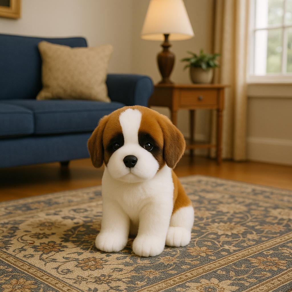 Lifelike St. Bernard Plush Toy Dog 11.8 Inch - Super Soft Simulation Comfort Doll Children's Gift Collectible Ornaments